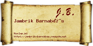 Jambrik Barnabás névjegykártya